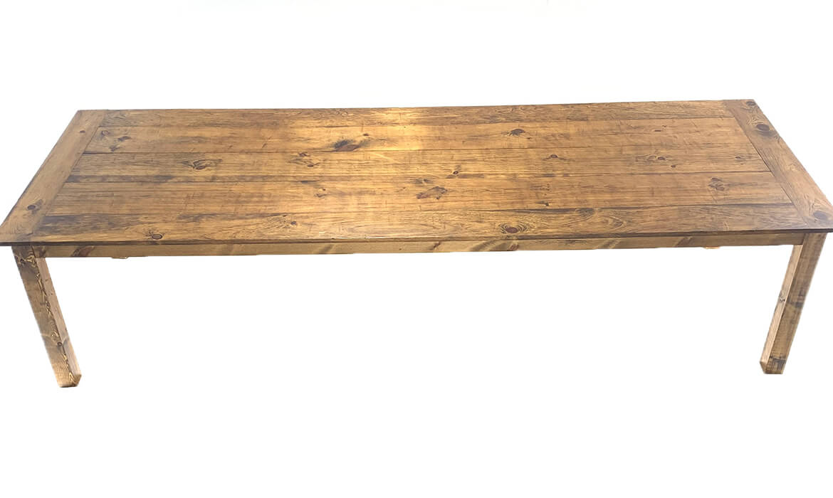 10' Rustic Farm Table Top View