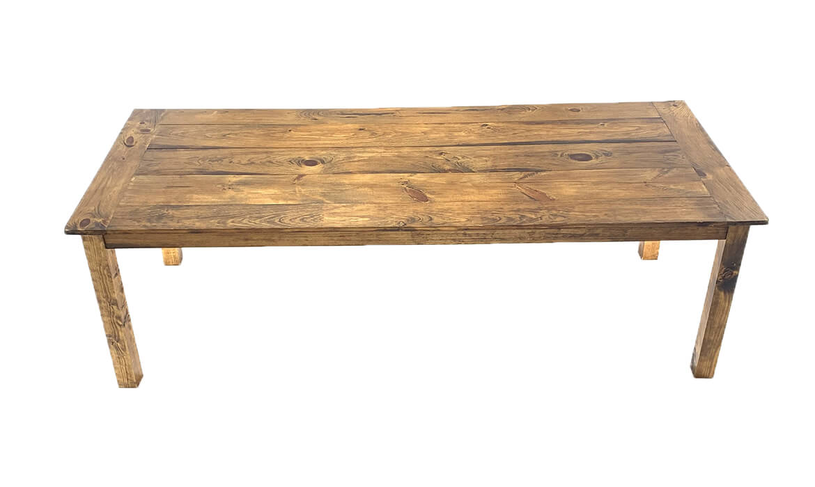 8' Rustic Farm Table Top View