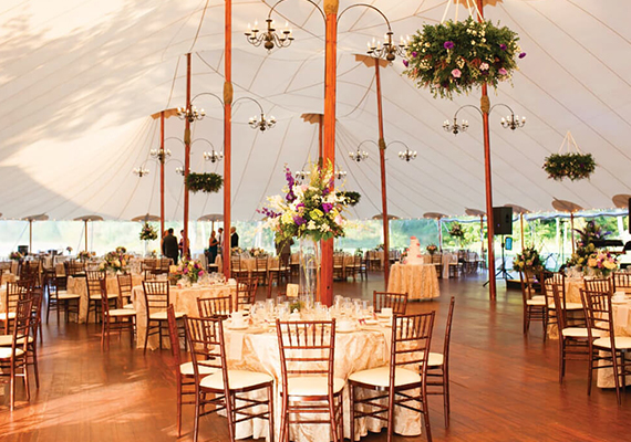 Full laydown floors for full tent wedding reception