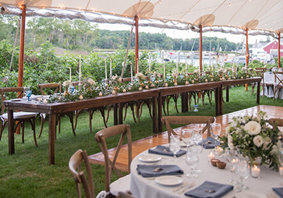 Tables, linens, farm tables & bar rentals for wedding event