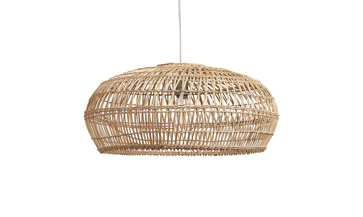 Bamboo open weave orb pendant light for wedding rental