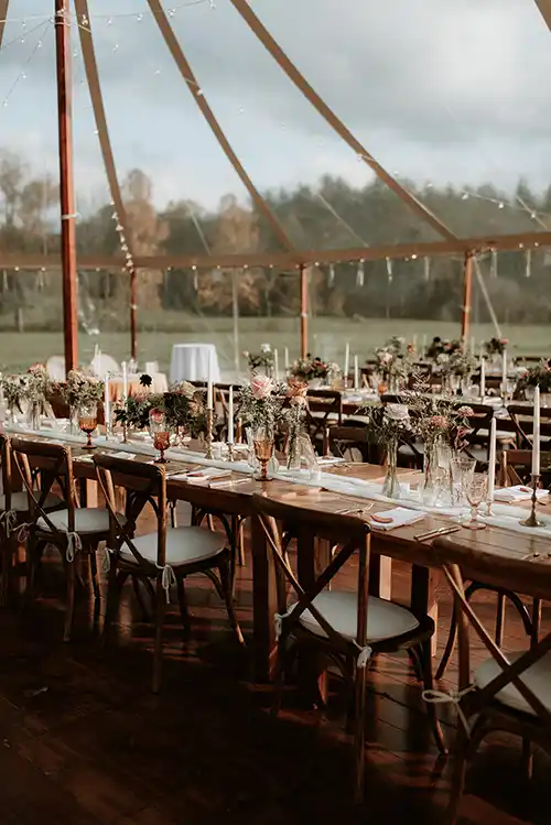 tables and seating for wedding rental in Maine