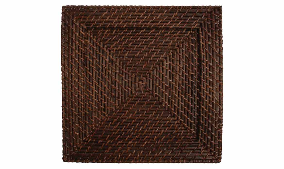 Brown Square Wicker Charger