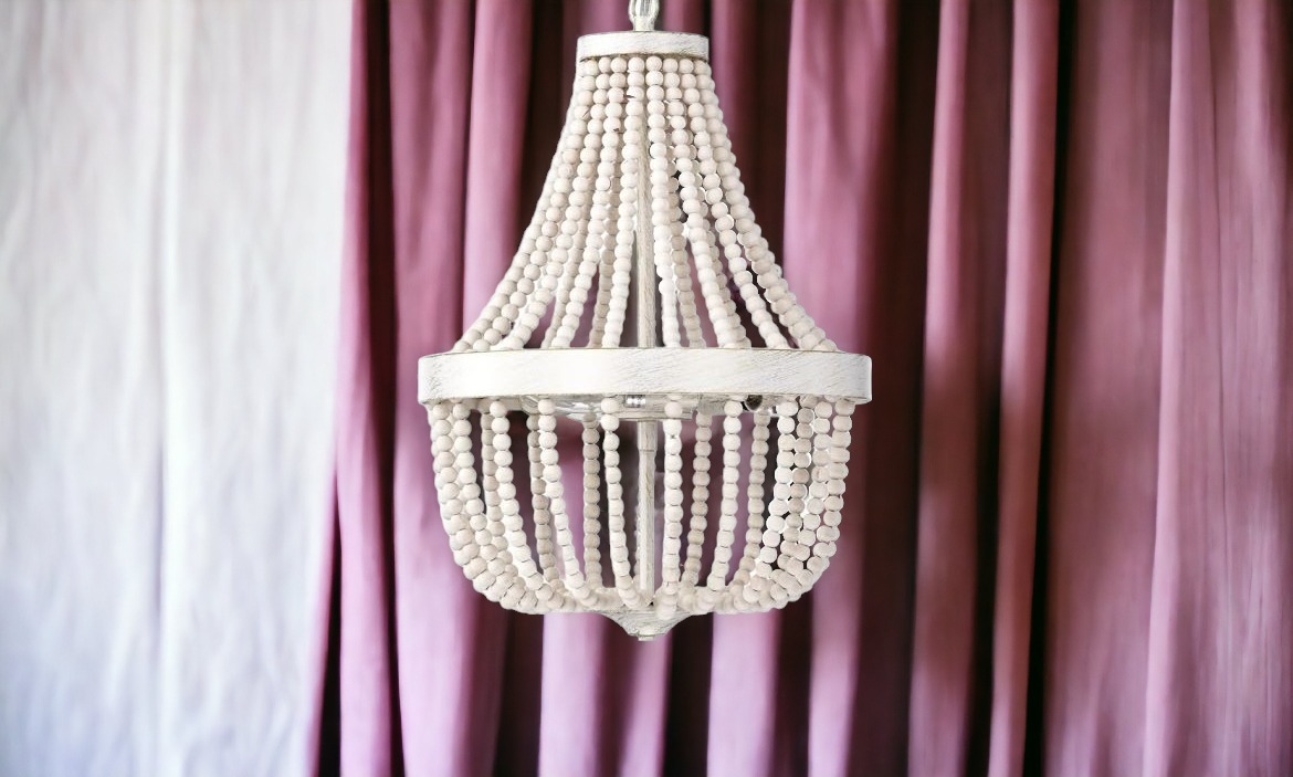 Small White Beaded Chandelier