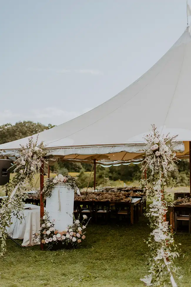 Enchanted wedding tent at outdoor wedding venue