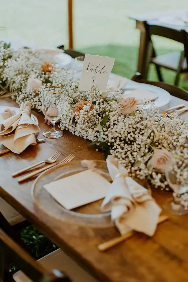 Table display at a wedding venue